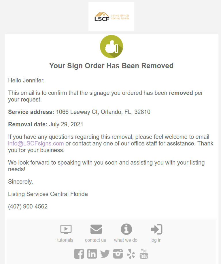 real estate sign removal notice